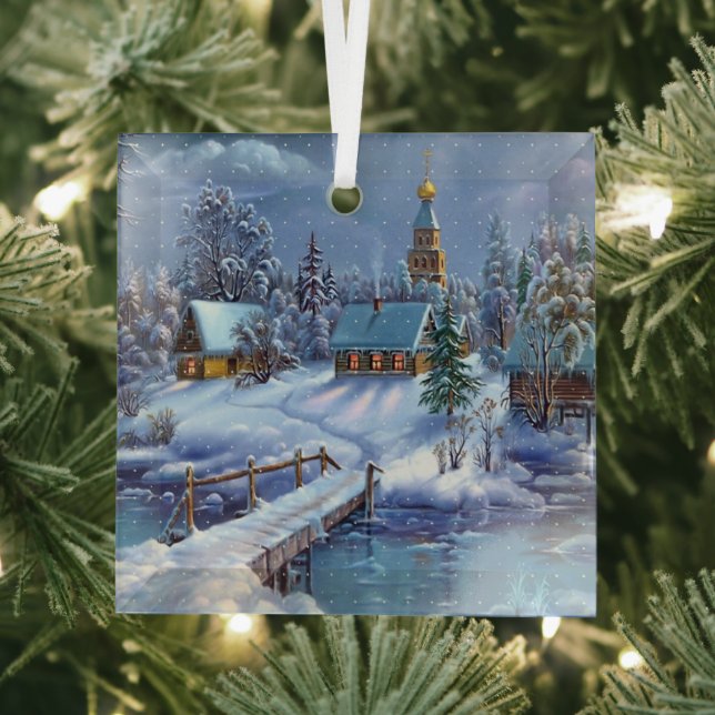 Glass Christmas Ornament-Winter Scene   Glass Ornament (Insitu)
