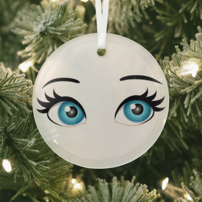 Glass Circle Ornament w/ Blue Eyes (Insitu)
