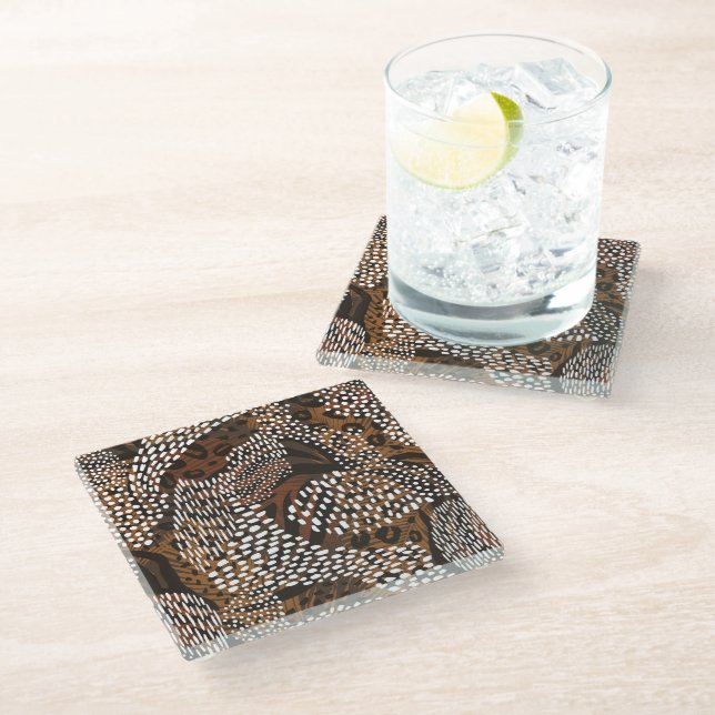 Glass Coaster Animal Print (Angled)
