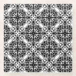 Glass Coaster/Black and White Pattern Coaster