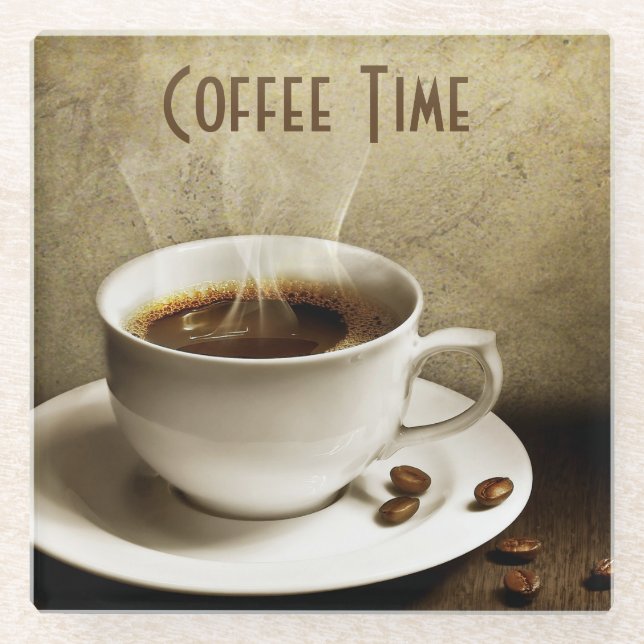 Glass Coaster/Coffee Time Glass Coaster (Front)