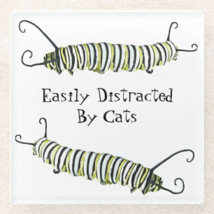 Glass Coaster Easily Distracted by Cats