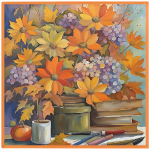 Glass COASTER - Golden Shades of Orange & Violet