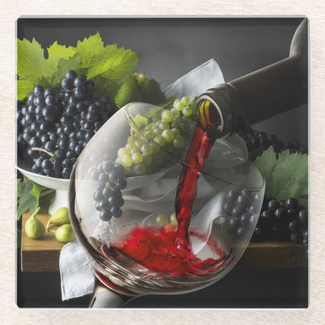 Glass Coaster-Grapes & Wine Coaster (Front)