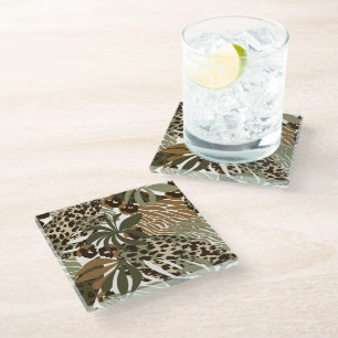 Glass Coaster Jungle Animal Print