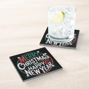 Glass Coaster - Merry Christmas & Happy New Year