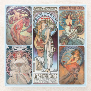 Glass COASTER - Mucha Women Collage #C1