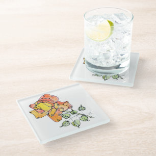 Glass Coaster - Orange Rose