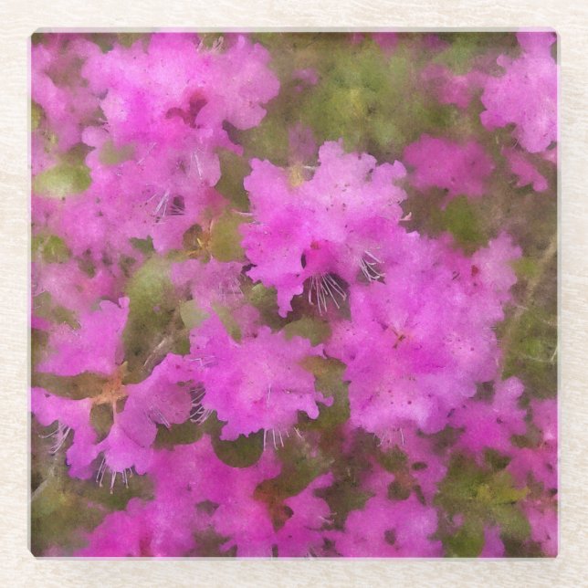 Glass Coaster Purple Rhododendrons (Front)
