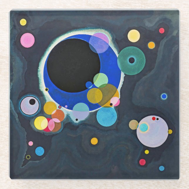Glass COASTER - "Several Circles" - W. Kandinsky (Front)