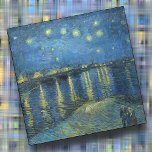 Glass COASTER - "Starry Night Rhone" - van Gogh<br><div class="desc">An image of "Starry Night Over the Rhone" (1888) by Vincent van Gogh is featured on this square glass Coaster. ►The image cannot be removed or replaced. ►Customize/personalize by adding custom text in your choice of font (style, colour, size), or an additional image or a logo. Makes a colourful and...</div>