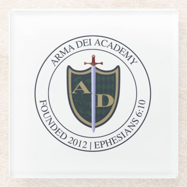 Glass Coaster w/Arma Dei Logo (Front)