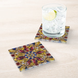 Glass coaster with Colombia Colours