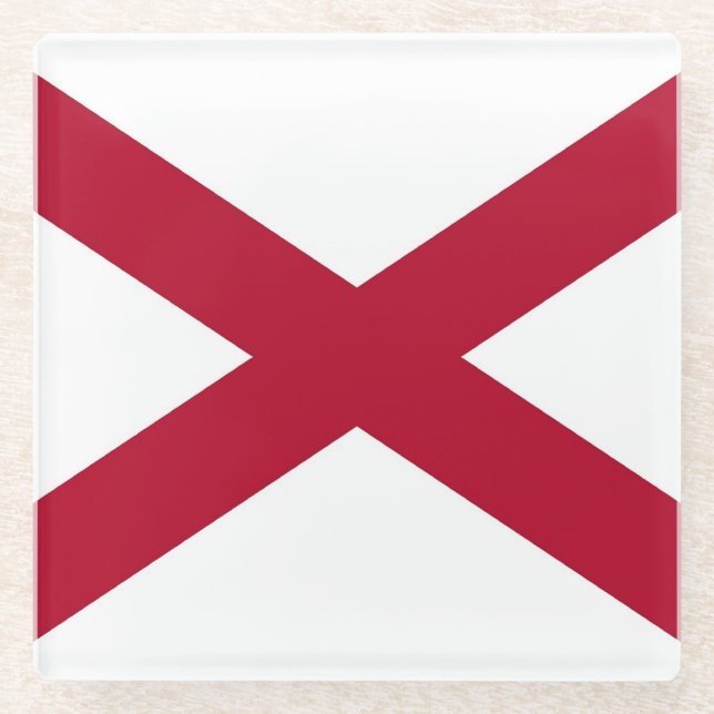 Glass coaster with flag of Alabama, USA (Front)