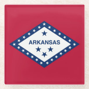 Glass coaster with flag of Arkansas, USA