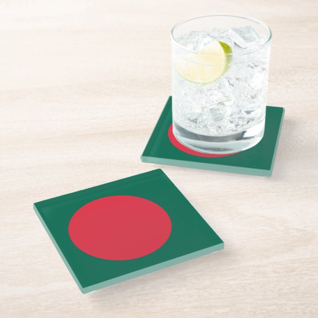 Glass coaster with flag of Bangladesh (Angled)