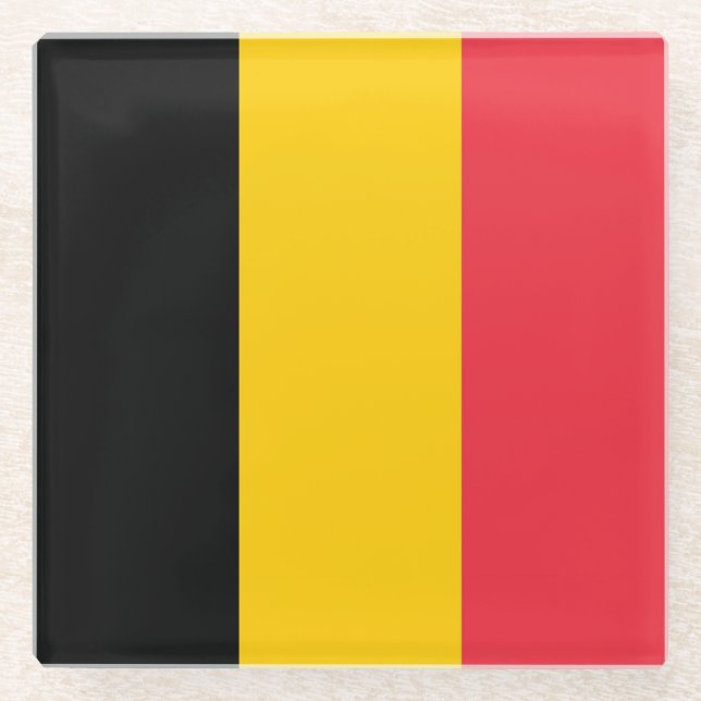 Glass coaster with flag of Belgium (Front)