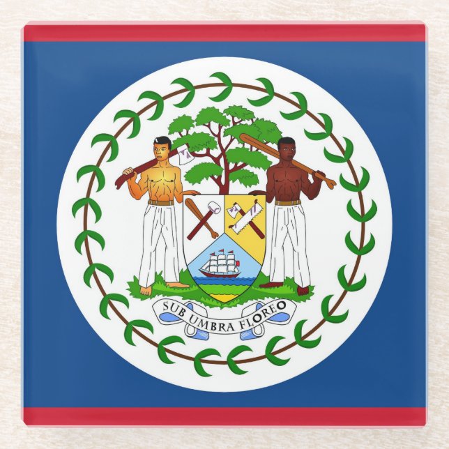 Glass coaster with flag of Belize (Front)