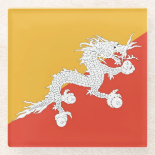 Glass coaster with flag of Bhutan