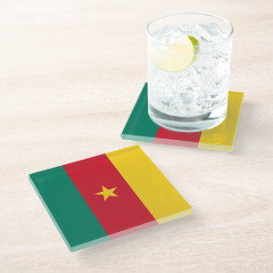 Glass coaster with flag of Cameroon