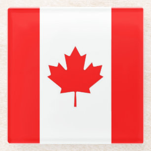 Glass coaster with flag of Canada