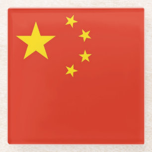 Glass coaster with flag of China