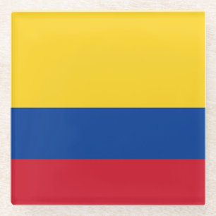 Glass coaster with flag of Colombia