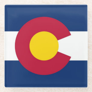 Glass coaster with flag of Colorado, USA