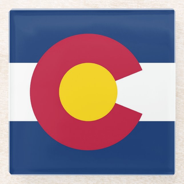 Glass coaster with flag of Colorado, USA (Front)
