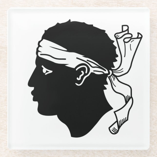 Glass coaster with flag of Corsica (Front)