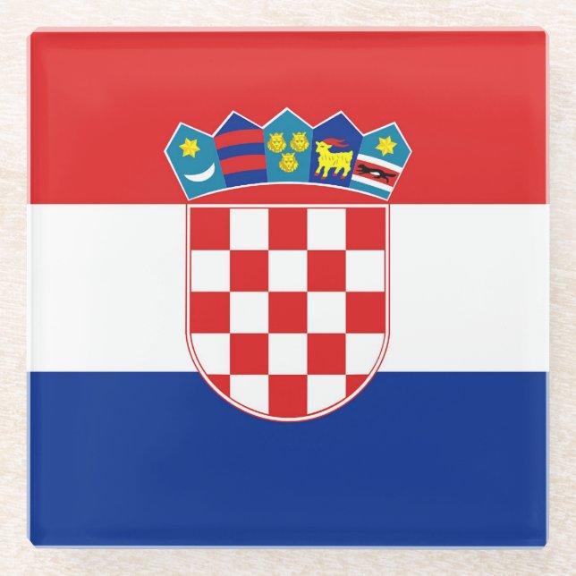 Glass coaster with flag of Croatia (Front)