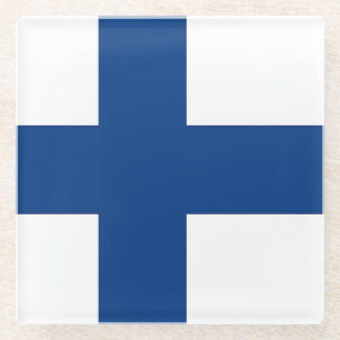 Glass coaster with flag of Finland