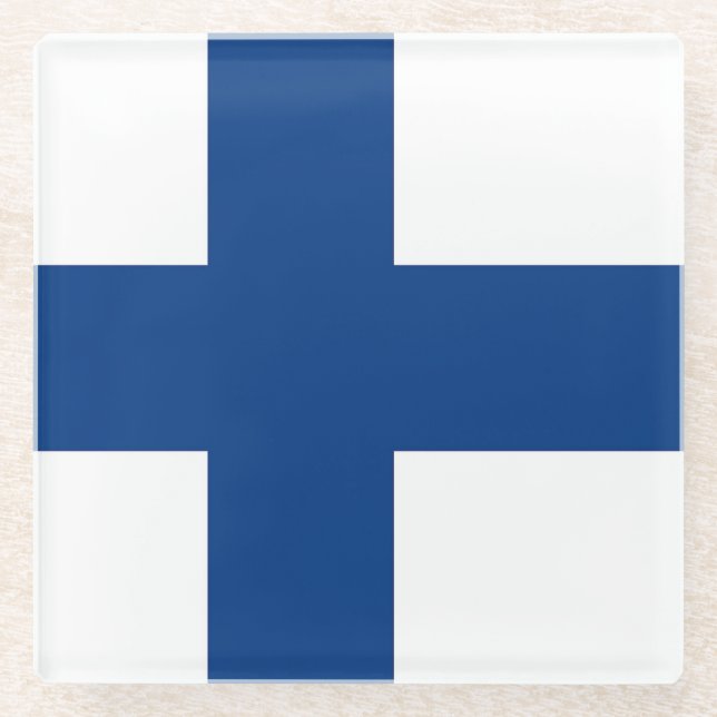 Glass coaster with flag of Finland (Front)