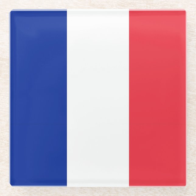 Glass coaster with flag of France (Front)