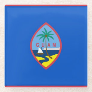 Glass coaster with flag of Guam, USA