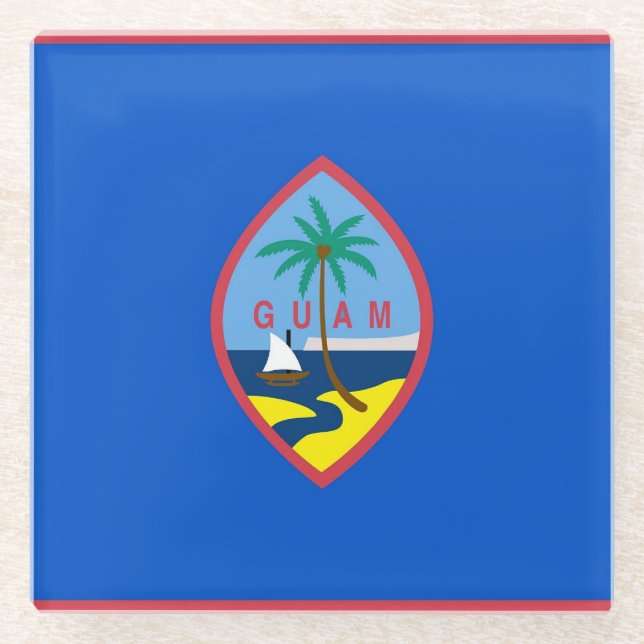 Glass coaster with flag of Guam, USA (Front)