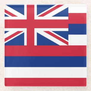 Glass coaster with flag of Hawaii, USA