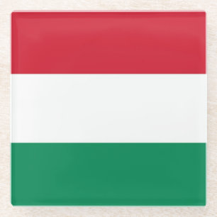 Glass coaster with flag of Hungary