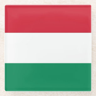 Glass coaster with flag of Hungary