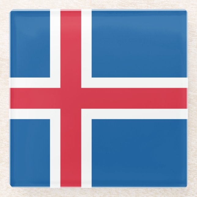 Glass coaster with flag of Iceland (Front)