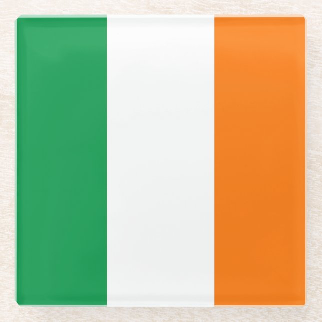 Glass coaster with flag of Ireland (Front)