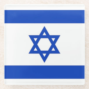 Glass coaster with flag of Israel