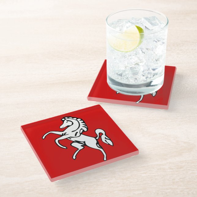 Glass coaster with flag of Kent County, England (Angled)