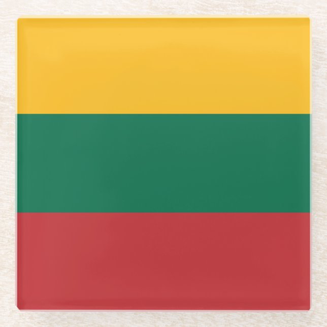 Glass coaster with flag of Lithuania (Front)
