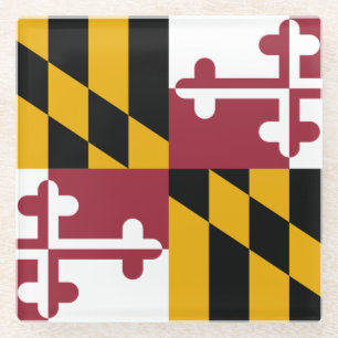 Glass coaster with flag of Maryland, USA