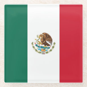 Glass coaster with flag of Mexico