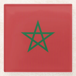 Glass coaster with flag of Morocco