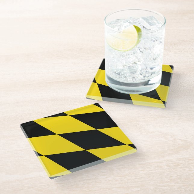 Glass coaster with flag of Munich, Bavaria (Angled)
