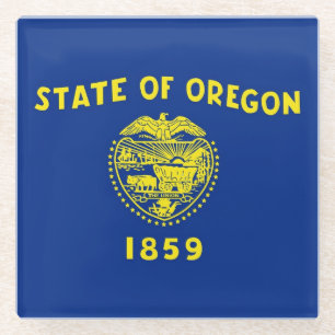 Glass coaster with flag of Oregon State, USA