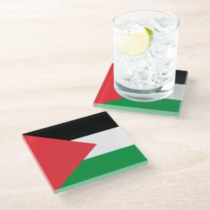Glass coaster with flag of Palestine